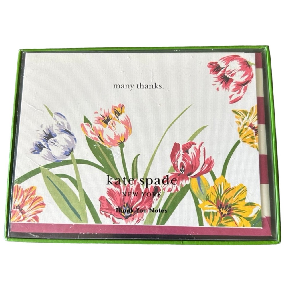 KATE SPADE NEW YORK DRAGONFLIES AND TULIPS THANK YOU CARD SET